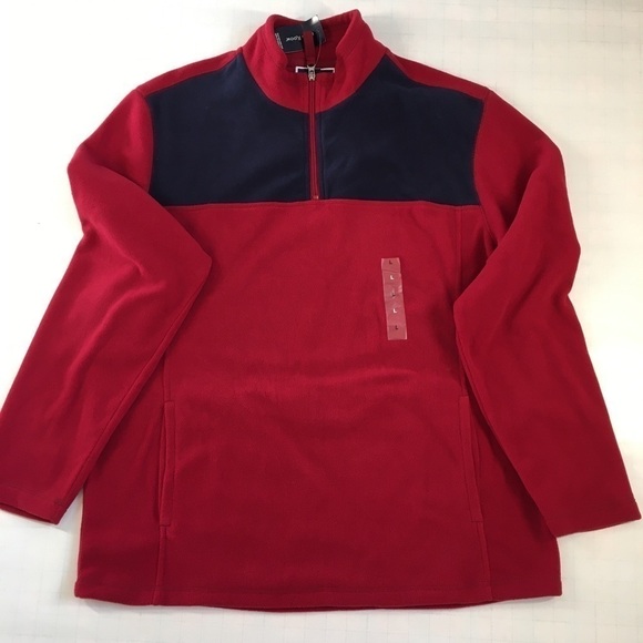 Club Room Men's Red Stretch 1/4-Zip Fleece Sweatshirt Size Large - Picture 12 of 12
